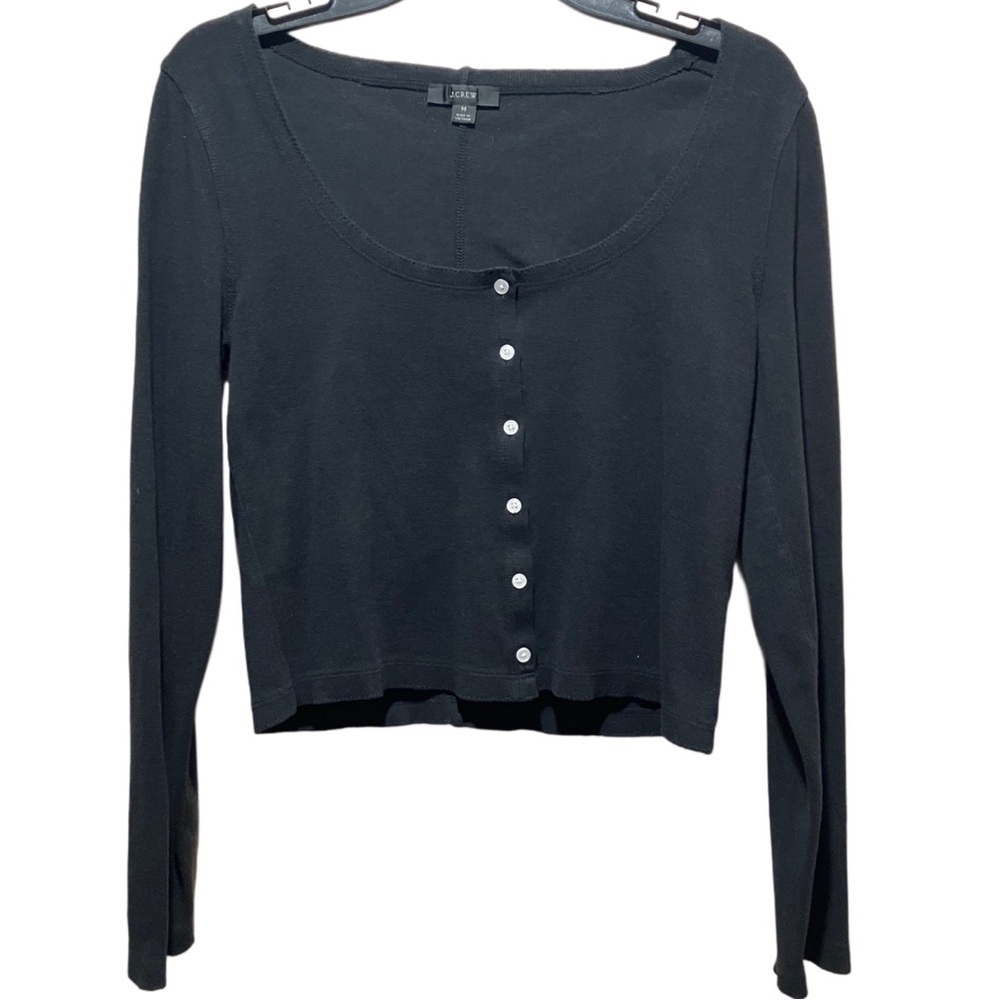 J.‎ Crew Black Crop Round Neck Cardigan NWOT Size M